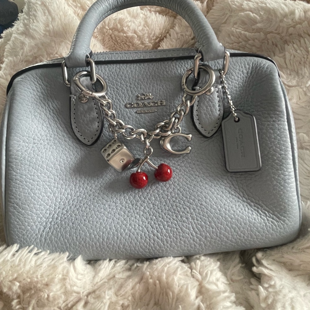 Coach Mini Rowan Crossbody, Shoulder Bag With Swagger Charms Ice Blue - Picture 3 of 9